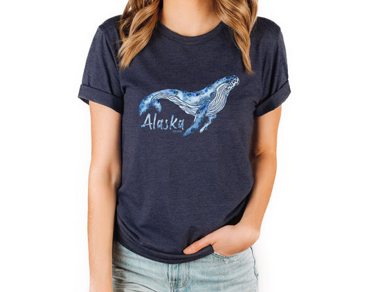 Watercolor Whale (Navy)- Unisex Tee