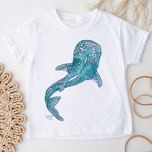 Watercolor Whale Shark (White)- Baby Tee