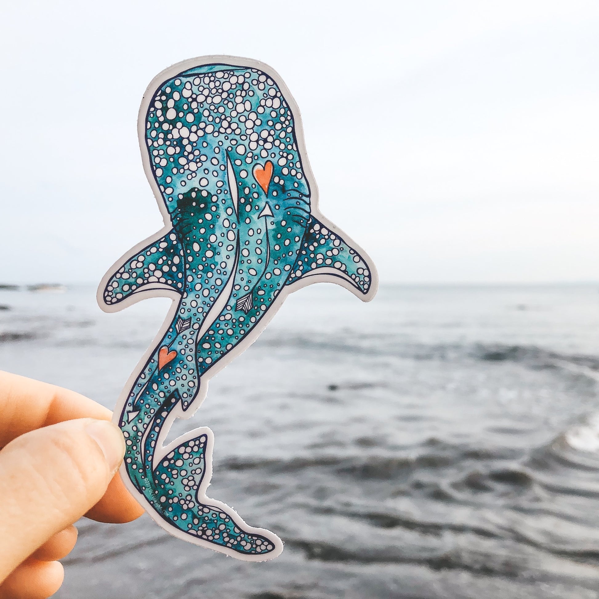 watercolored whale shark sticker