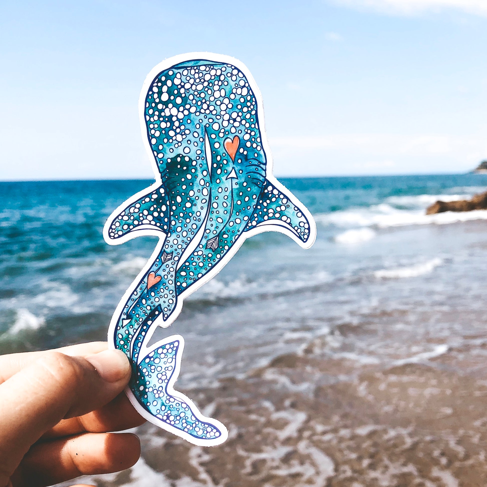 watercolored whale shark sticker