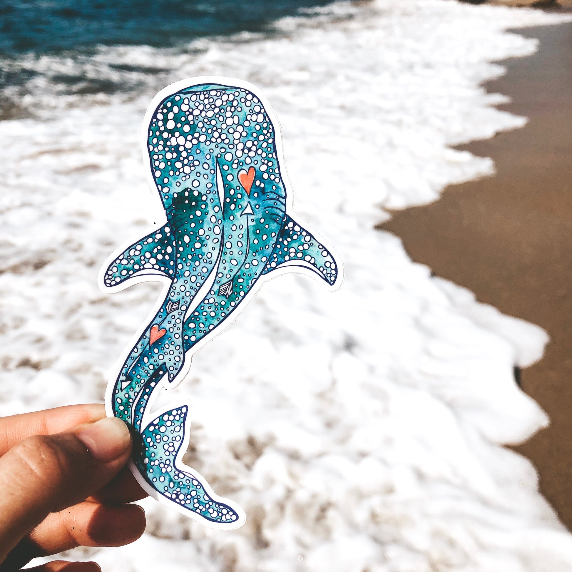 watercolored whale shark sticker